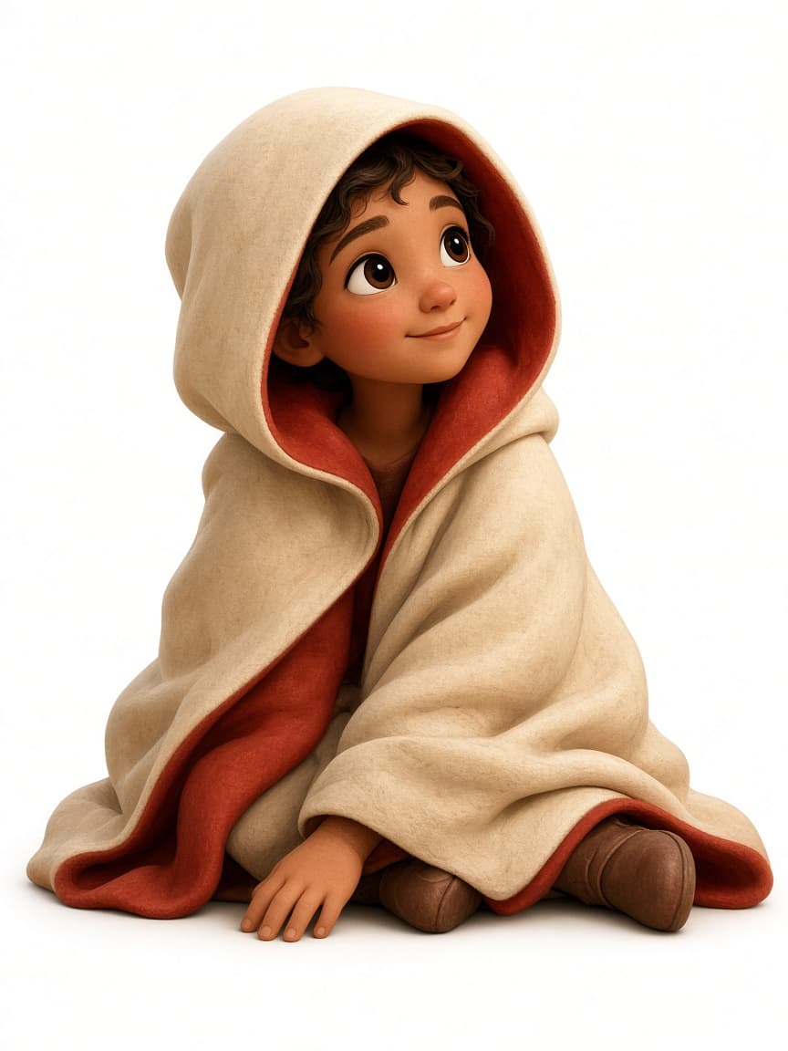Mira, a hooded companion who helps you draft a coin